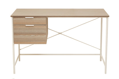 Penzance Light Oak Veneer Desk With Drawers