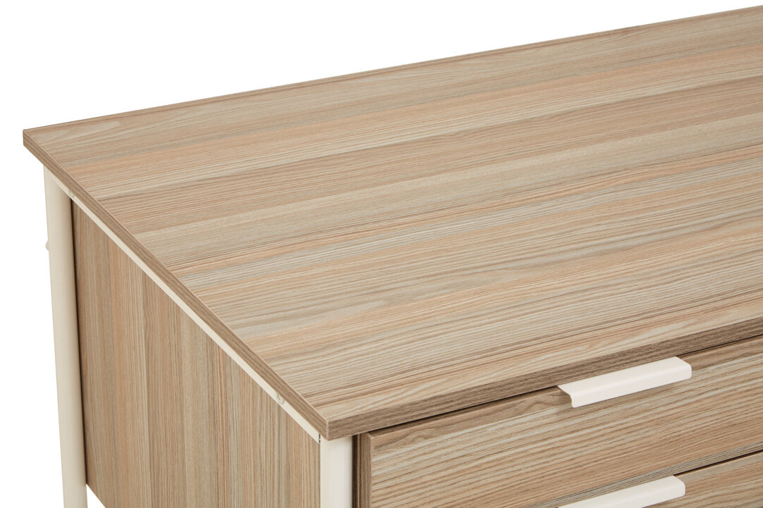 Penzance Light Oak Veneer Desk With Drawers