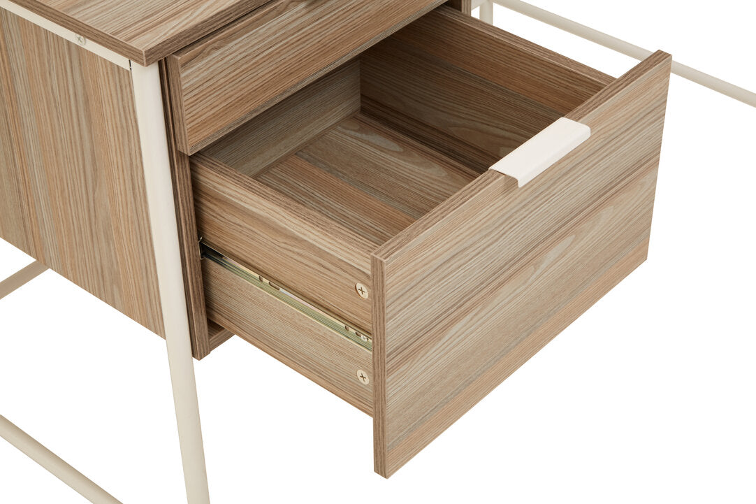 Penzance Light Oak Veneer Desk With Drawers
