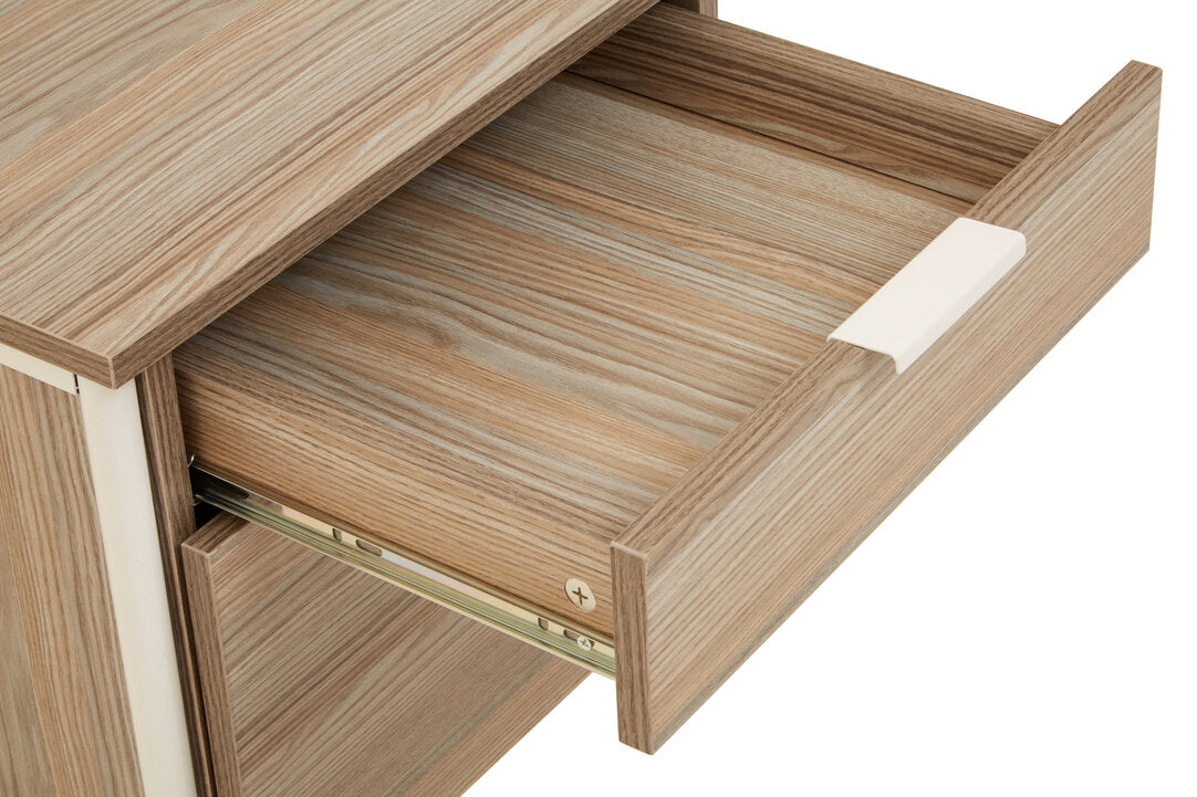 Penzance Light Oak Veneer Desk With Drawers