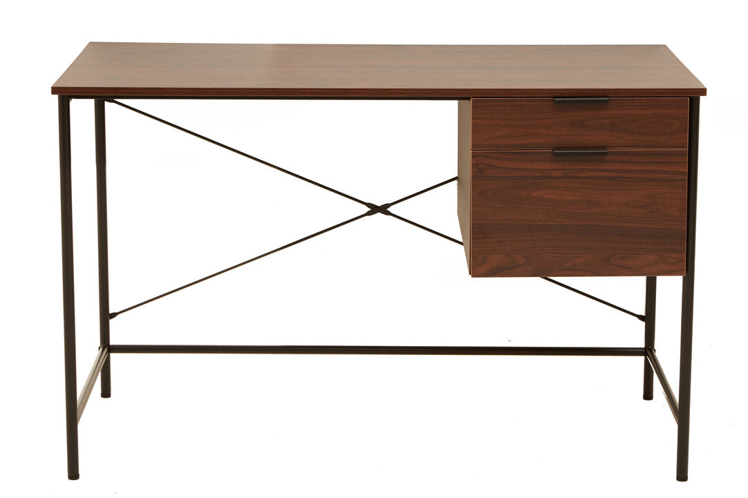 Penzance Dark Walnut Veneer Desk With Drawers