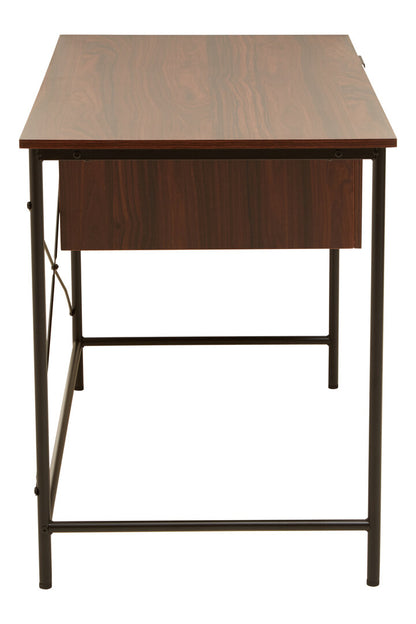 Penzance Dark Walnut Veneer Desk With Drawers