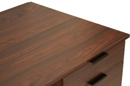 Penzance Dark Walnut Veneer Desk With Drawers