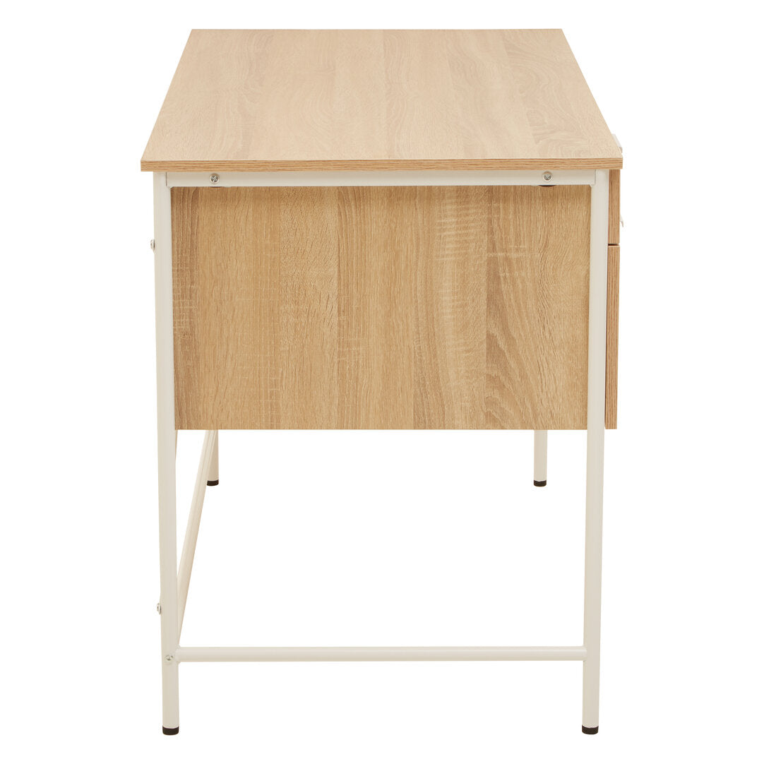 Penzance Natural Oak Veneer Desk With Drawers