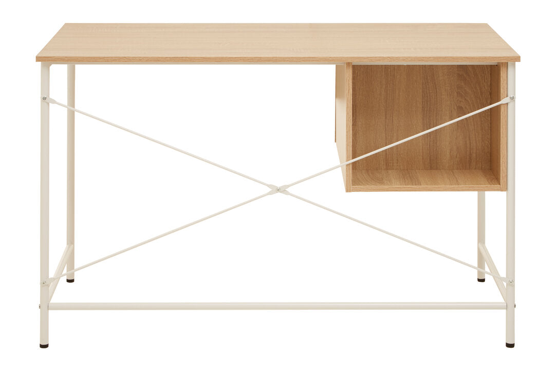 Penzance Natural Oak Veneer Desk With Drawers