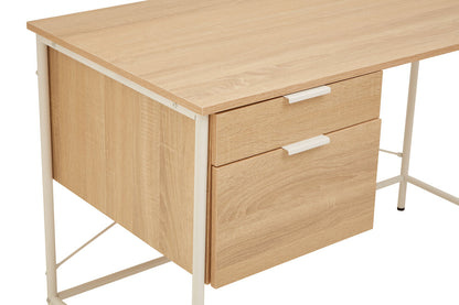 Penzance Natural Oak Veneer Desk With Drawers