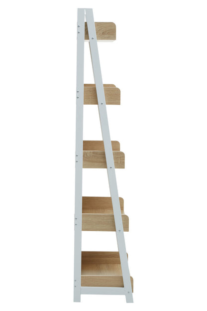 Penzance Five Tier Natural Oak Ladder Shelf Unit