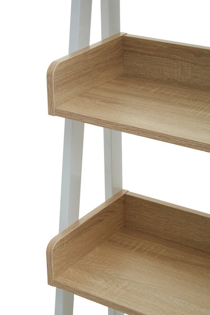 Penzance Five Tier Natural Oak Ladder Shelf Unit