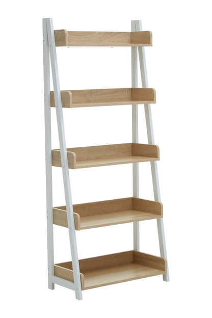Penzance Five Tier Natural Oak Ladder Shelf Unit