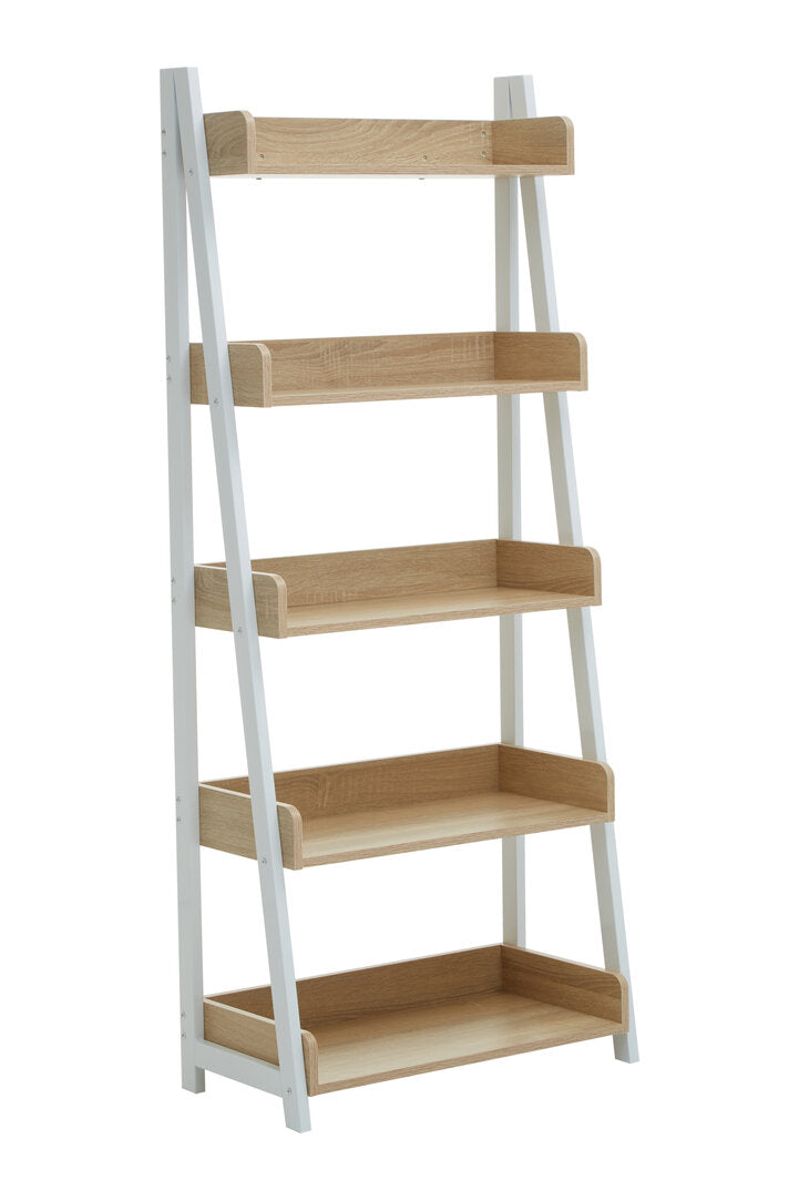 Penzance Five Tier Natural Oak Ladder Shelf Unit