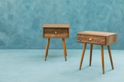 Mayfair Wood Veneer Bedside Table with 1 Drawer