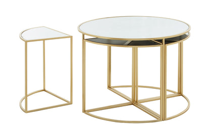 Chelsea 5 Piece Mirrored Top Nesting Tables Set with Gold Frame