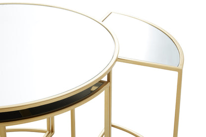 Chelsea 5 Piece Mirrored Top Nesting Tables Set with Gold Frame