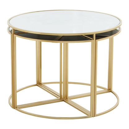 Chelsea 5 Piece Mirrored Top Nesting Tables Set with Gold Frame