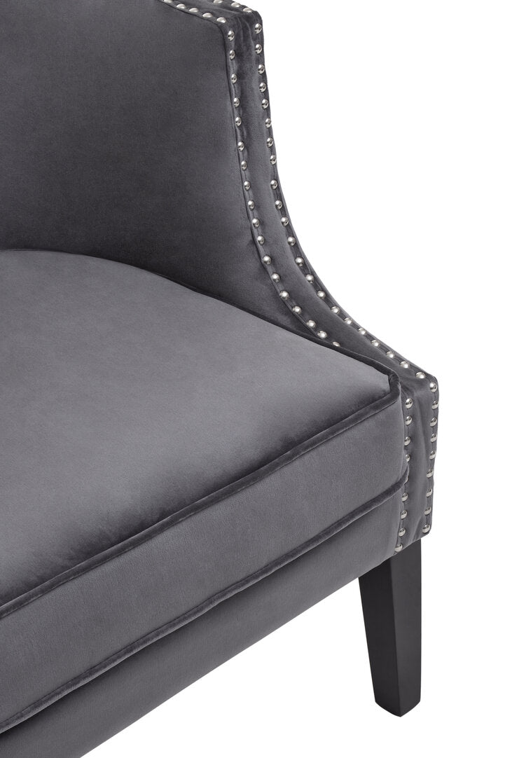 Savoy Grey Velvet Studded Chair