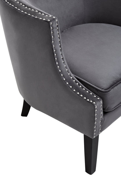 Savoy Grey Velvet Studded Chair