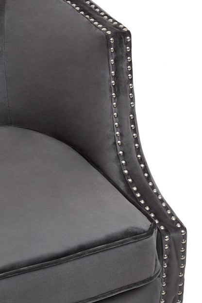 Savoy Grey Velvet Studded Chair