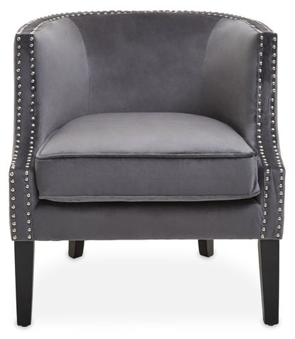 Savoy Grey Velvet Studded Chair