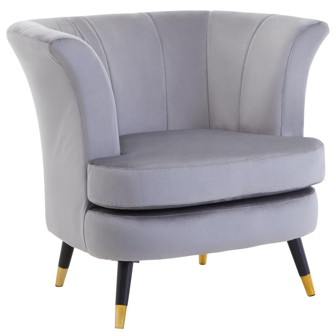 Regent Grey Velvet Curved Accent Chair