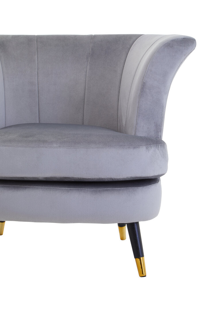 Regent Grey Velvet Curved Accent Chair