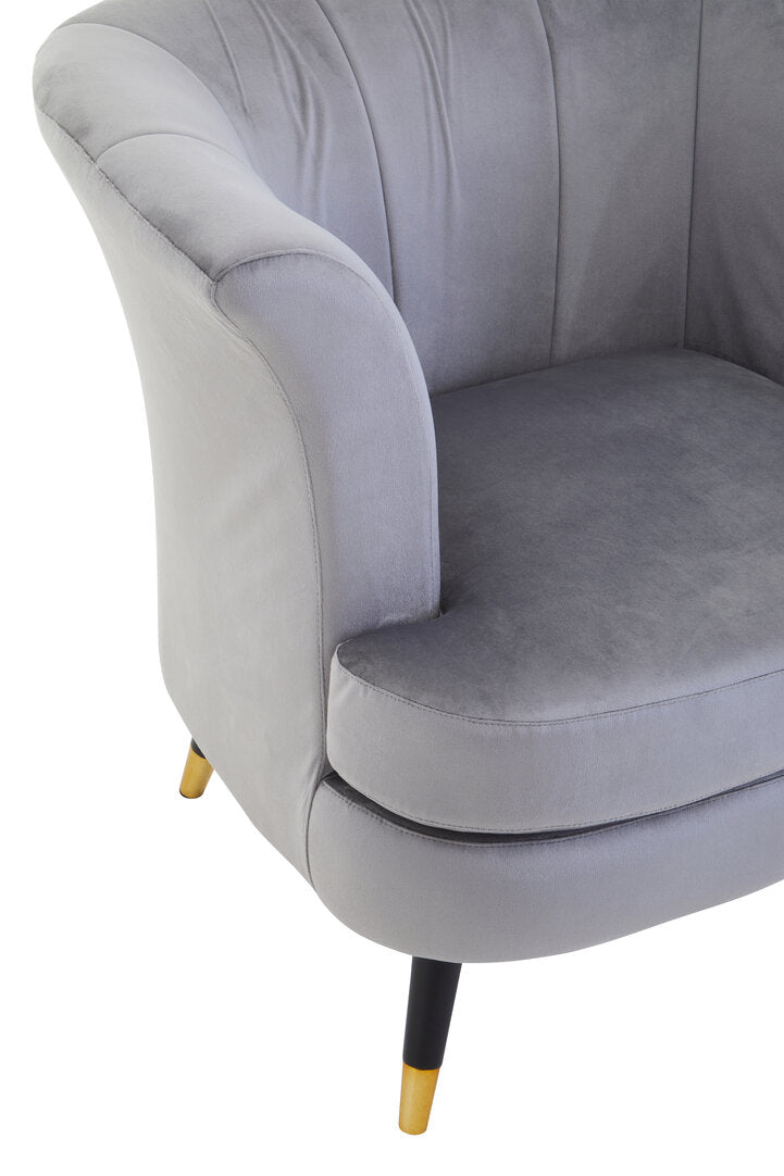 Regent Grey Velvet Curved Accent Chair