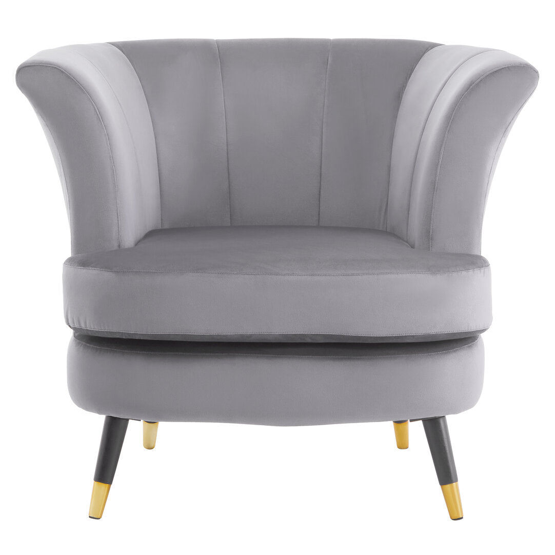 Regent Grey Velvet Curved Accent Chair