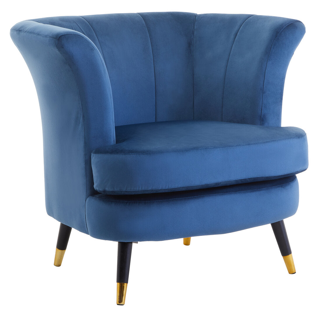 Regent Midnight Blue Velvet Curved Accent Chair
