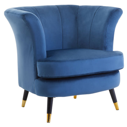 Regent Midnight Blue Velvet Curved Accent Chair
