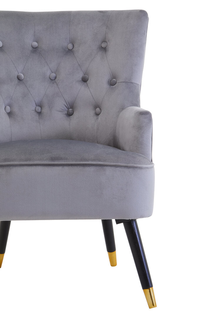 Regent Grey Velvet Tufted Chair