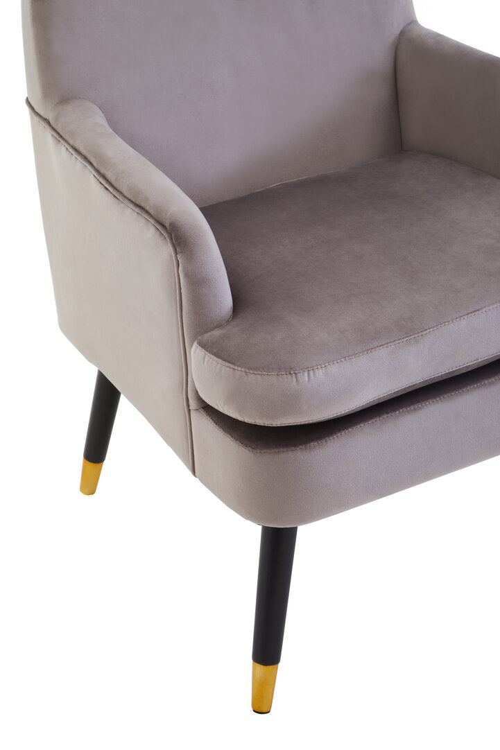 Regent Mink Velvet Accent Chair With Wooden legs