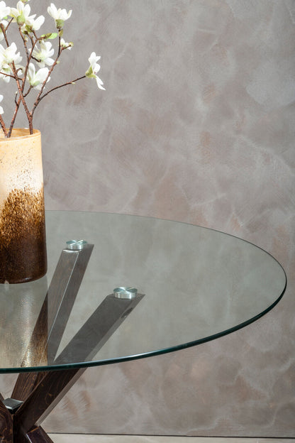 Sorrento Round Dining Table With Black Wood Effect Metal Legs