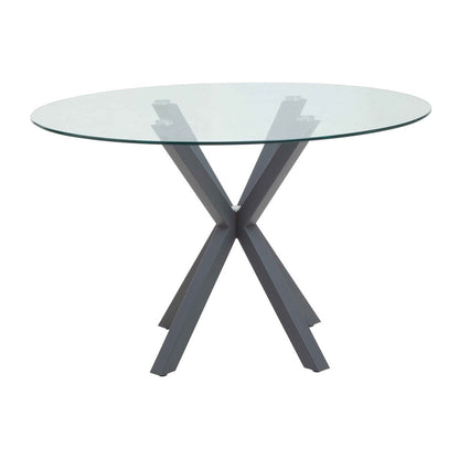 Sorrento Round Dining Table With Metal Legs Grey 