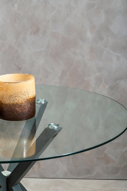 Sorrento Round Dining Table With Grey Metal Legs