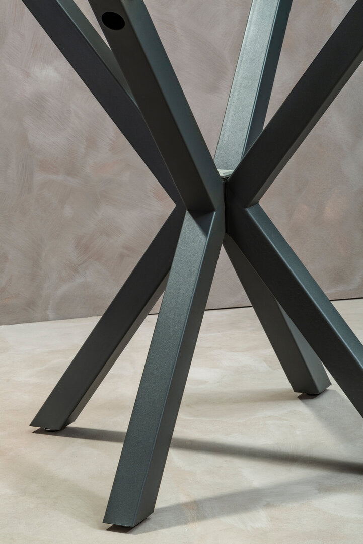 Sorrento Round Dining Table With Grey Metal Legs