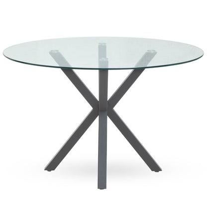Sorrento Round Dining Table With Metal Legs Grey 