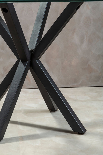 Sorrento Round Dining Table With Black Metal Legs