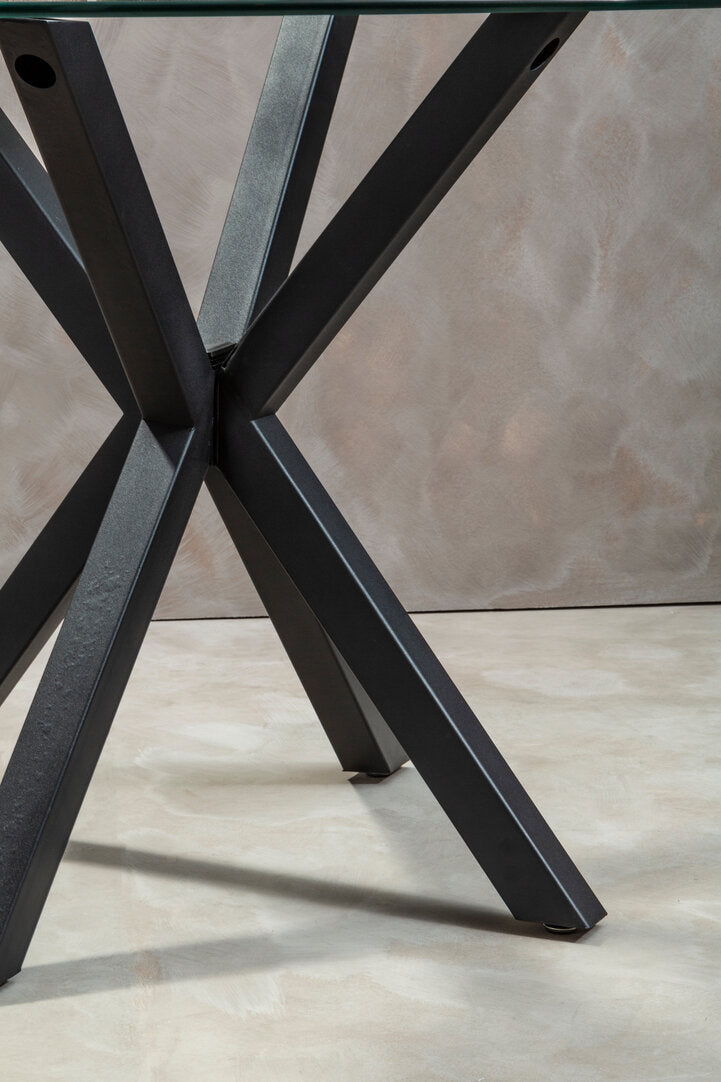 Sorrento Round Dining Table With Black Metal Legs