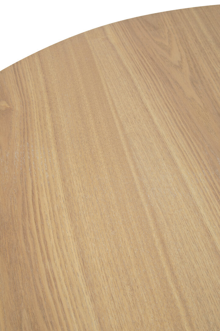 Sorrento Wood Veneer Round Dining Table With Black Metal Legs