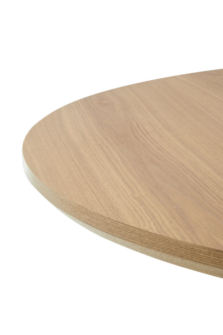 Sorrento Wood Veneer Round Dining Table With Black Metal Legs