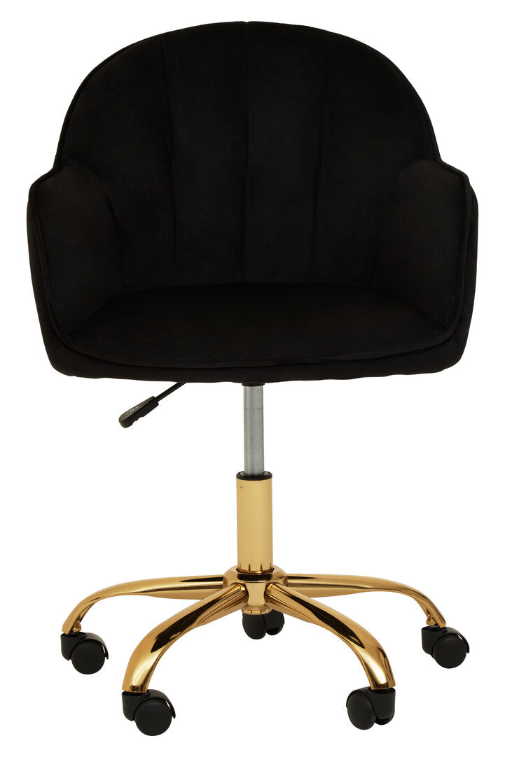 Florence Black Velvet And Gold Base Home Office Chair