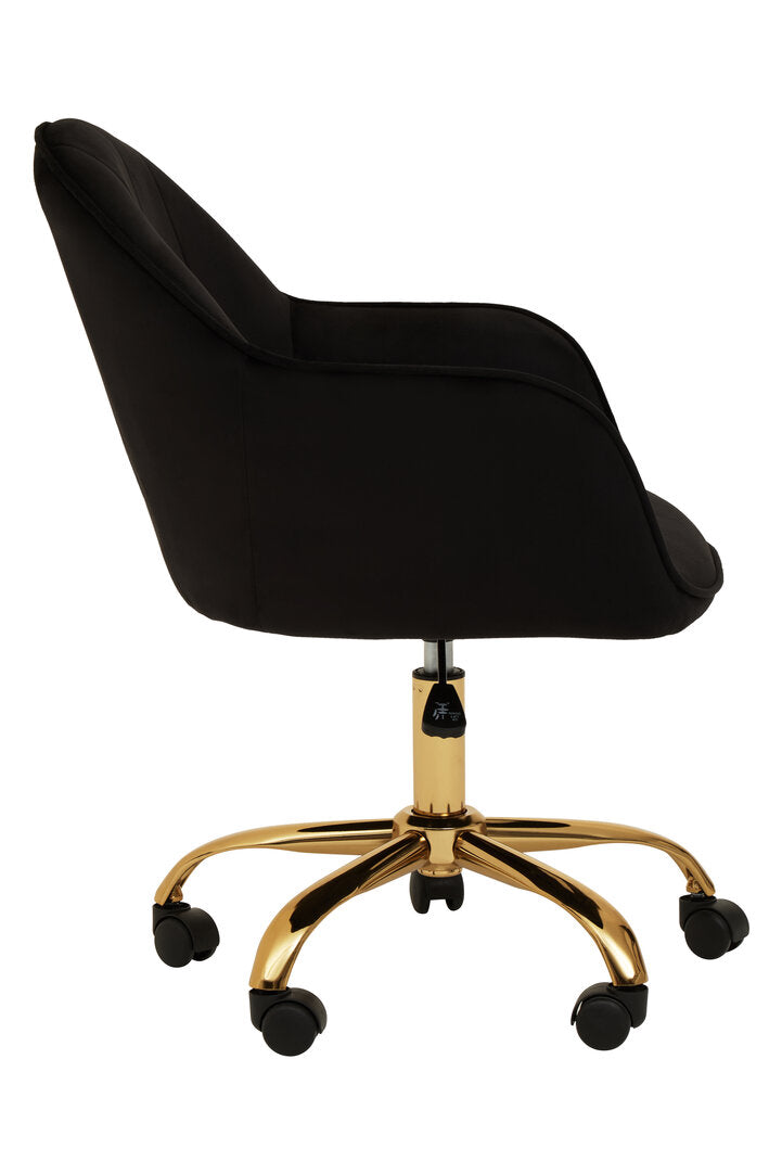 Florence Black Velvet And Gold Base Home Office Chair