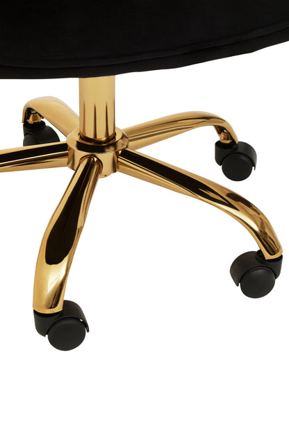 Florence Black Velvet And Gold Base Home Office Chair