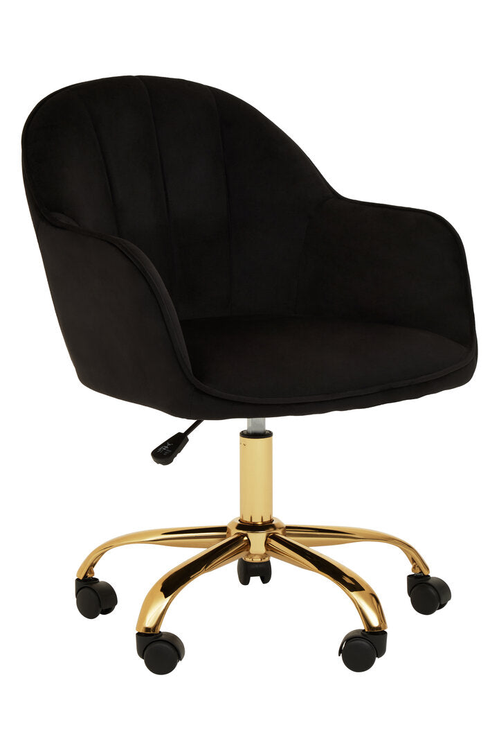 Florence Black Velvet And Gold Base Home Office Chair