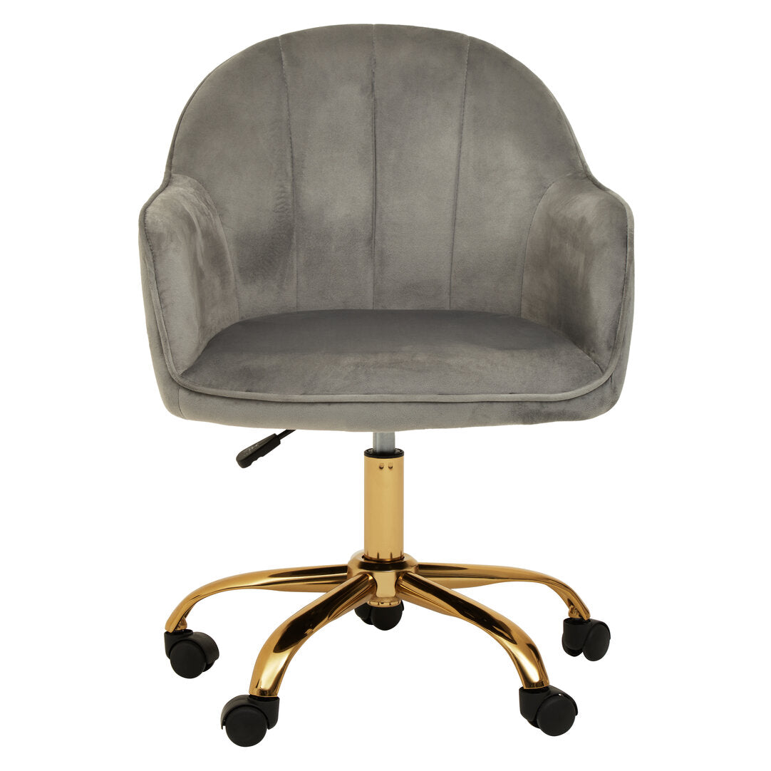 Florence Grey Velvet And Gold Home Office Chair