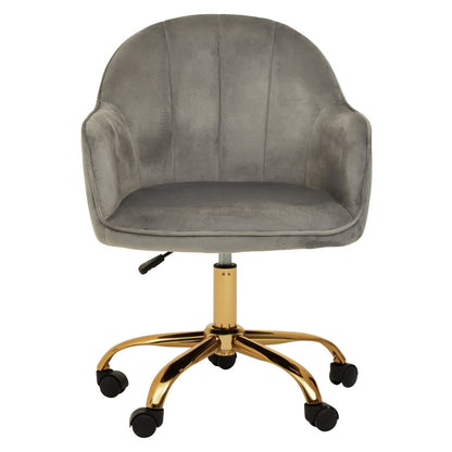 Florence Grey Velvet And Gold Home Office Chair