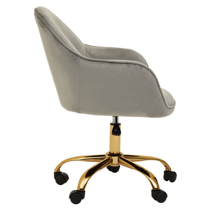 Florence Grey Velvet And Gold Home Office Chair