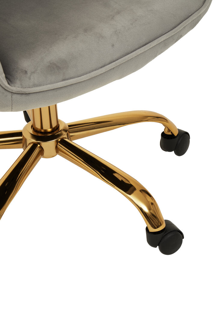 Florence Grey Velvet And Gold Home Office Chair