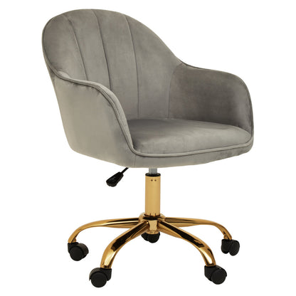 Florence Grey Velvet And Gold Home Office Chair