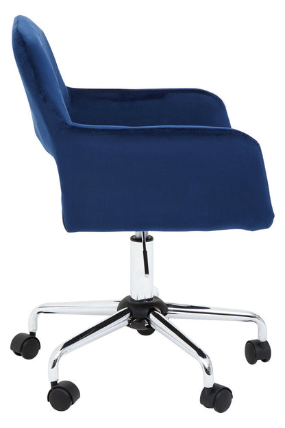 Florence Velvet And Chrome Base Home Office Chair Navy 
