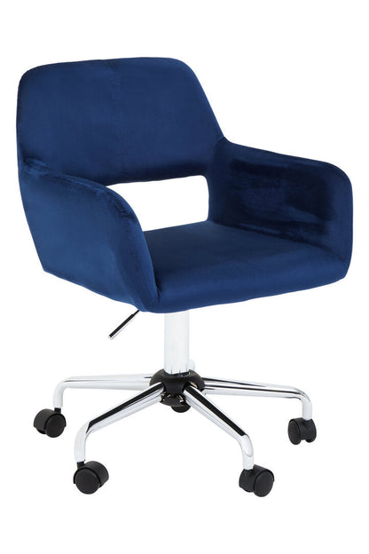 Florence Velvet And Chrome Base Home Office Chair Navy 